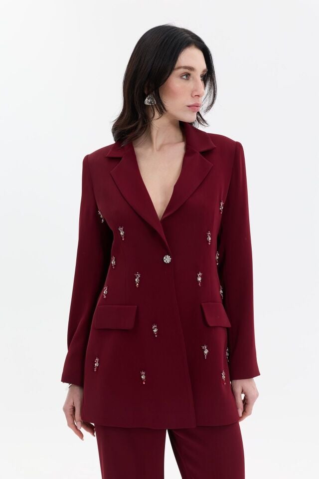 Taş İşlemeli Blazer Takım