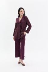 Çizgi Detaylı Blazer Takım Mürdüm