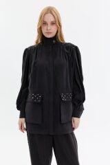 Antrasit Zımba Detaylı İkili Takım Siyah