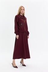 İki Parçalı Elbise Takım Bordo