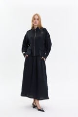 Fermuar ve Nakış Detaylı Etekli Takım