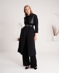 DERİ DETAYLI TRENÇ