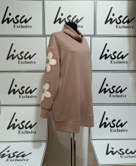 Çiçek Desenli Boğazlı Sweat